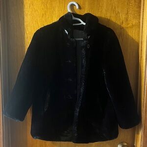 Girls Marks & Spencer Black Faux Fur Coat 9/10 Years